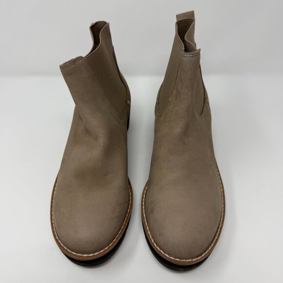 Eileen Fisher Lilou Suede Ankle Boot Women's 7 Tan Wedge Bootie Minimalist NWT - Picture 4 of 13